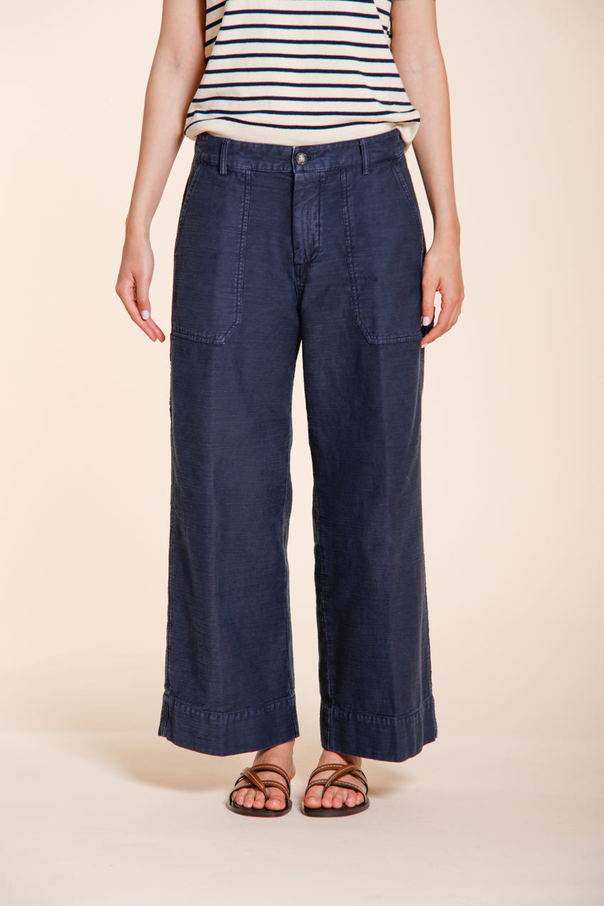 Dallas Wide women's cargo pants in slub cotton straight fit