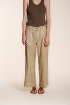 Dallas Wide pantalone cargo donna in cotone fiammato straight fit