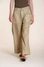 Dallas Wide pantalone cargo donna in cotone fiammato straight fit