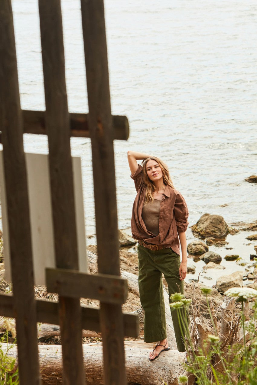 Dallas Wide women's cargo pants in slub cotton straight fit