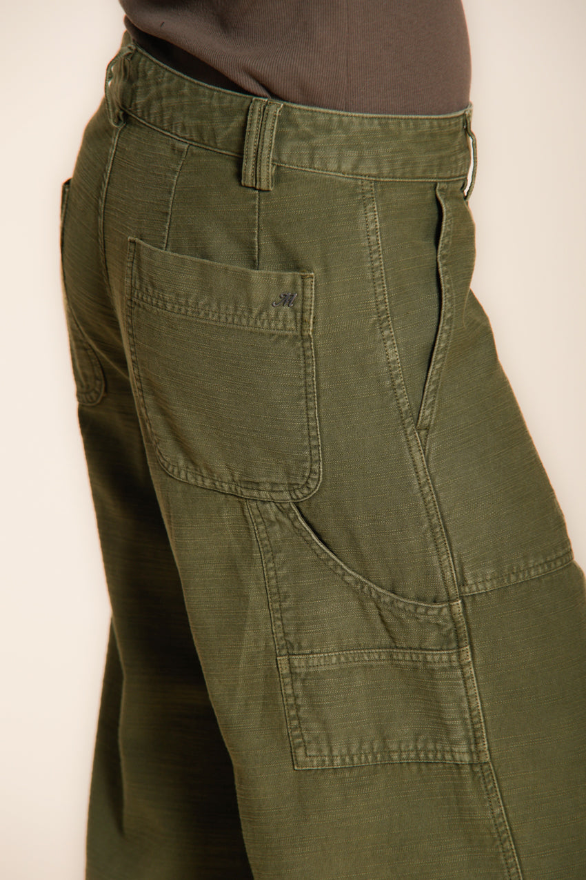 Dallas Wide pantalon cargo femme en coton flammé straight fit
