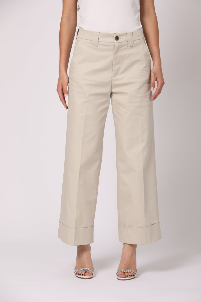 New York Studio Cropped women's chino pants in cotton twill wide leg