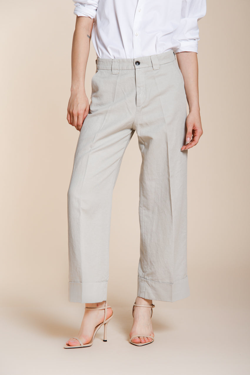 New York Studio Cropped pantalone chino donna in lino e cotone straight fit
