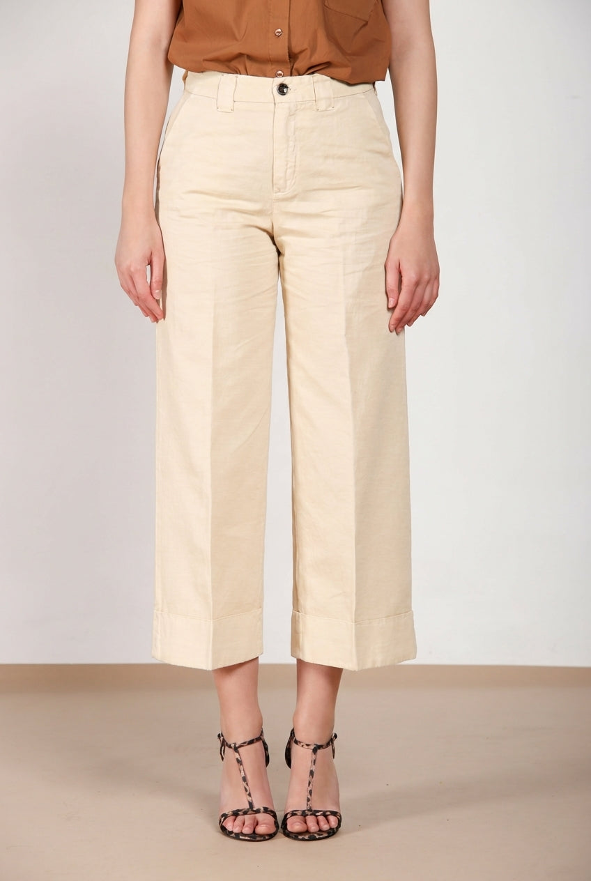 New York Studio Cropped women's chino pants in linen and cotton straight fit