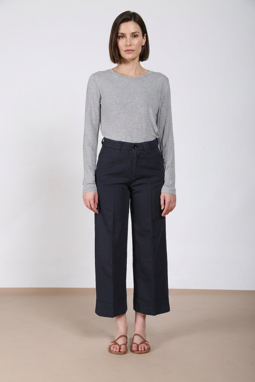 New York Studio Cropped women's chino pants in linen and cotton straight fit