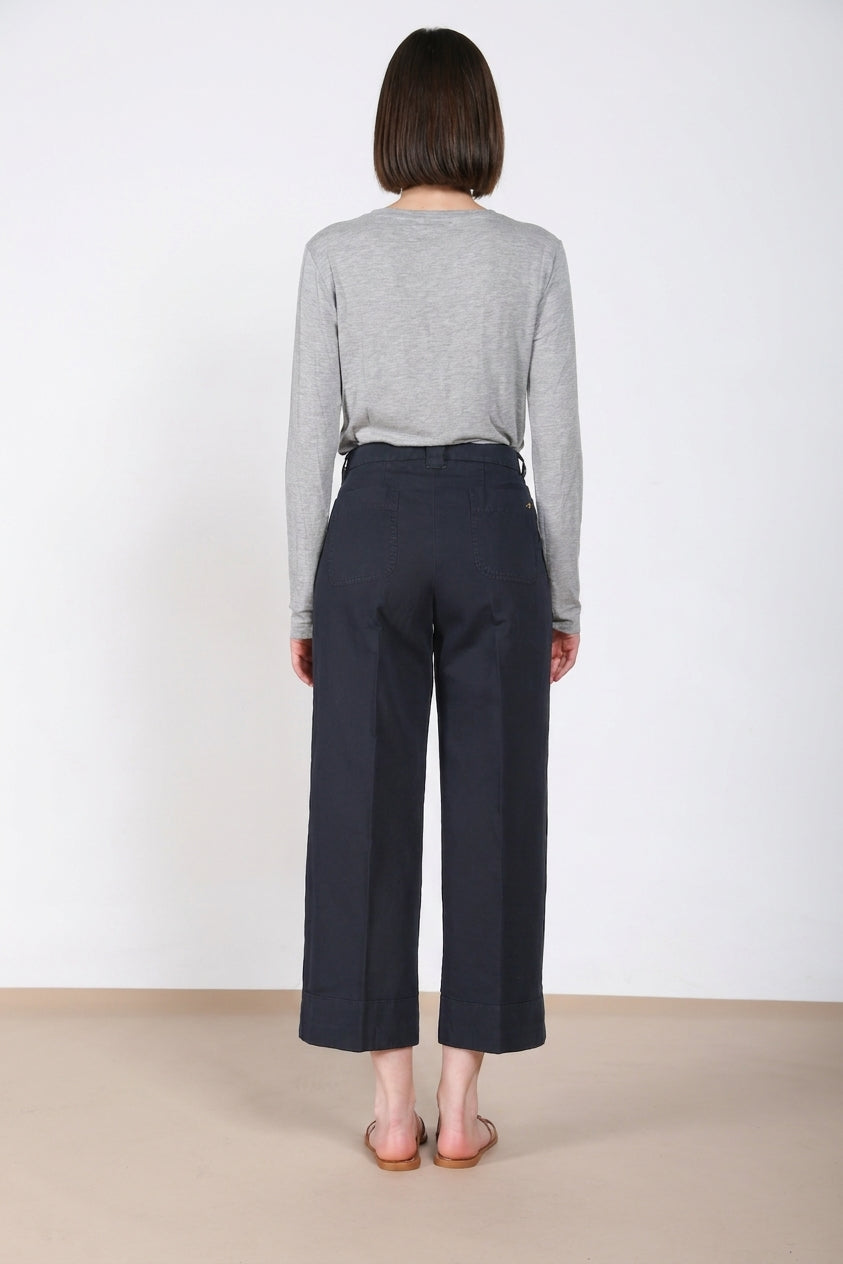 New York Studio Cropped women's chino pants in linen and cotton straight fit