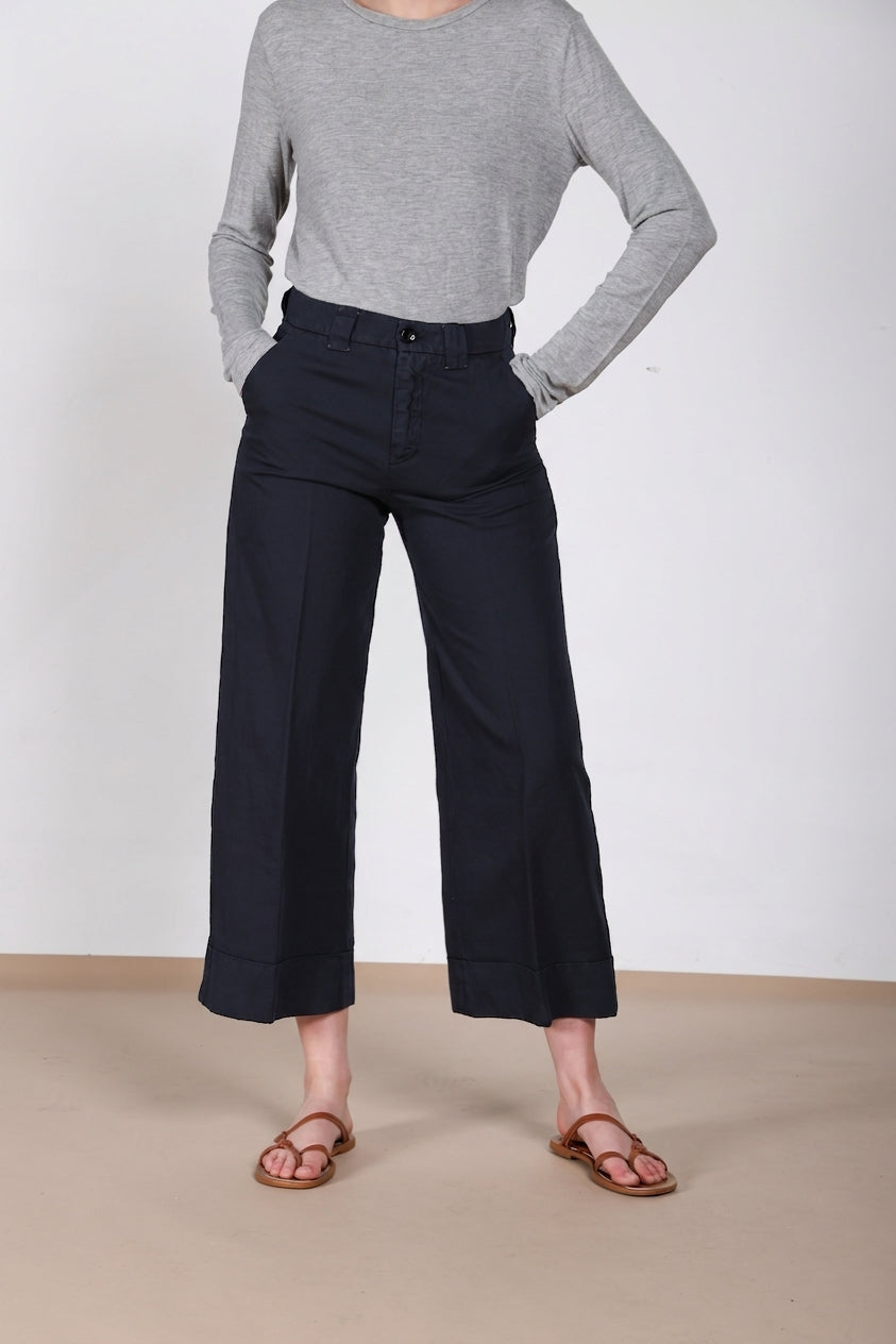 New York Studio Cropped pantalone chino donna in lino e cotone straight fit