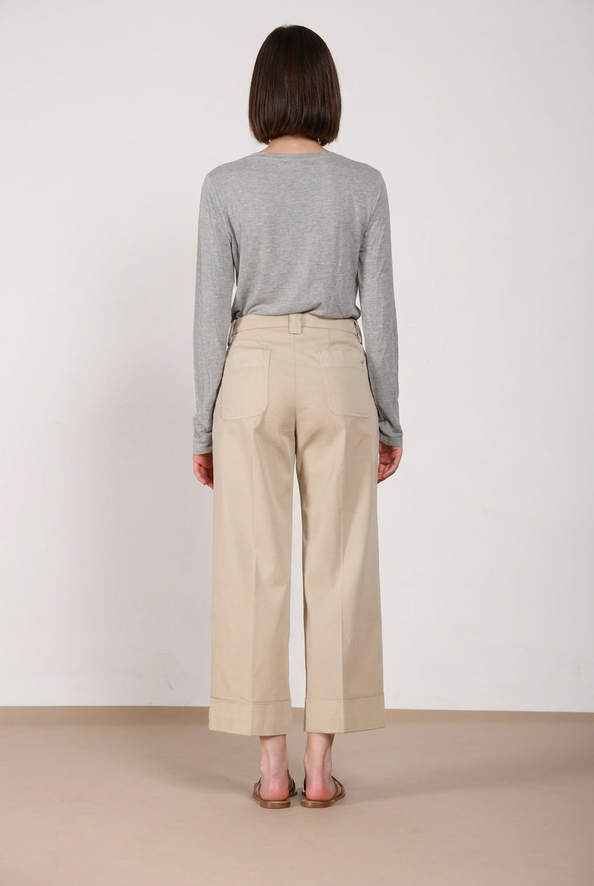 New York Studio Cropped pantalon chino femme en gabardine straight fit