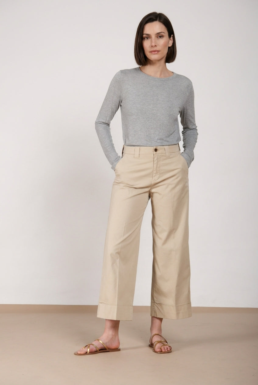 New York Studio Cropped pantalon chino femme en gabardine straight fit