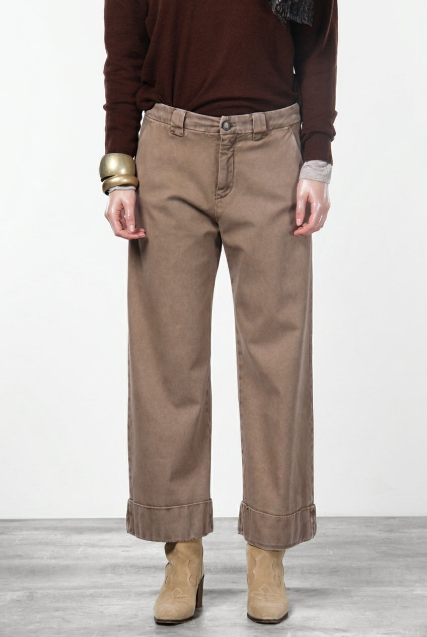 New York Studio Crop pantalone chino donna in twill stretch straight fit