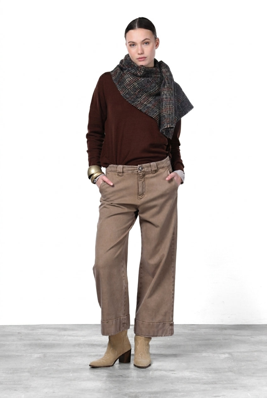 New York Studio Crop pantalone chino donna in twill stretch straight fit