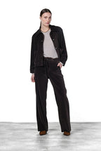 New York Studio Elax pantalone chino donna in velluto a costa larga straight fit