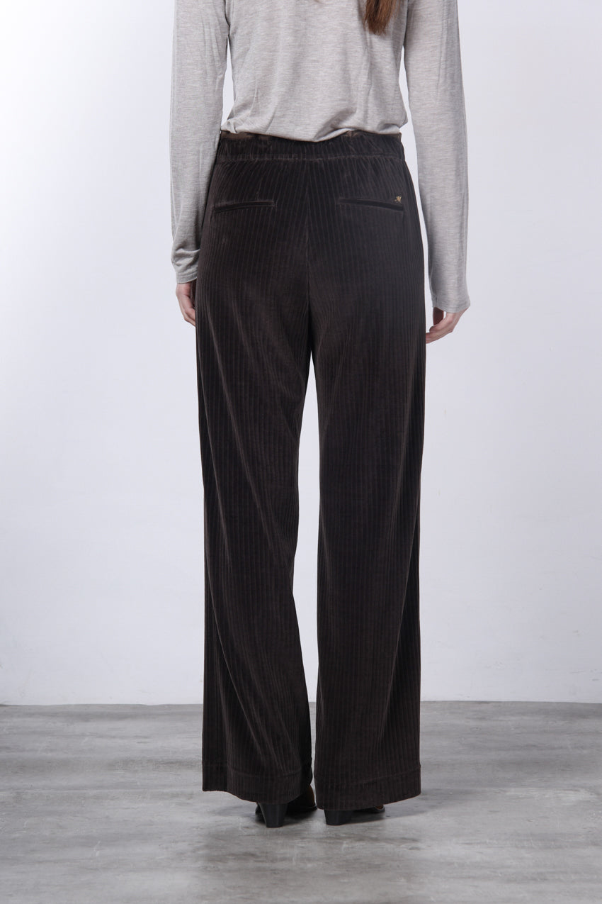 New York Studio Elax pantalone chino donna in velluto a costa larga straight fit