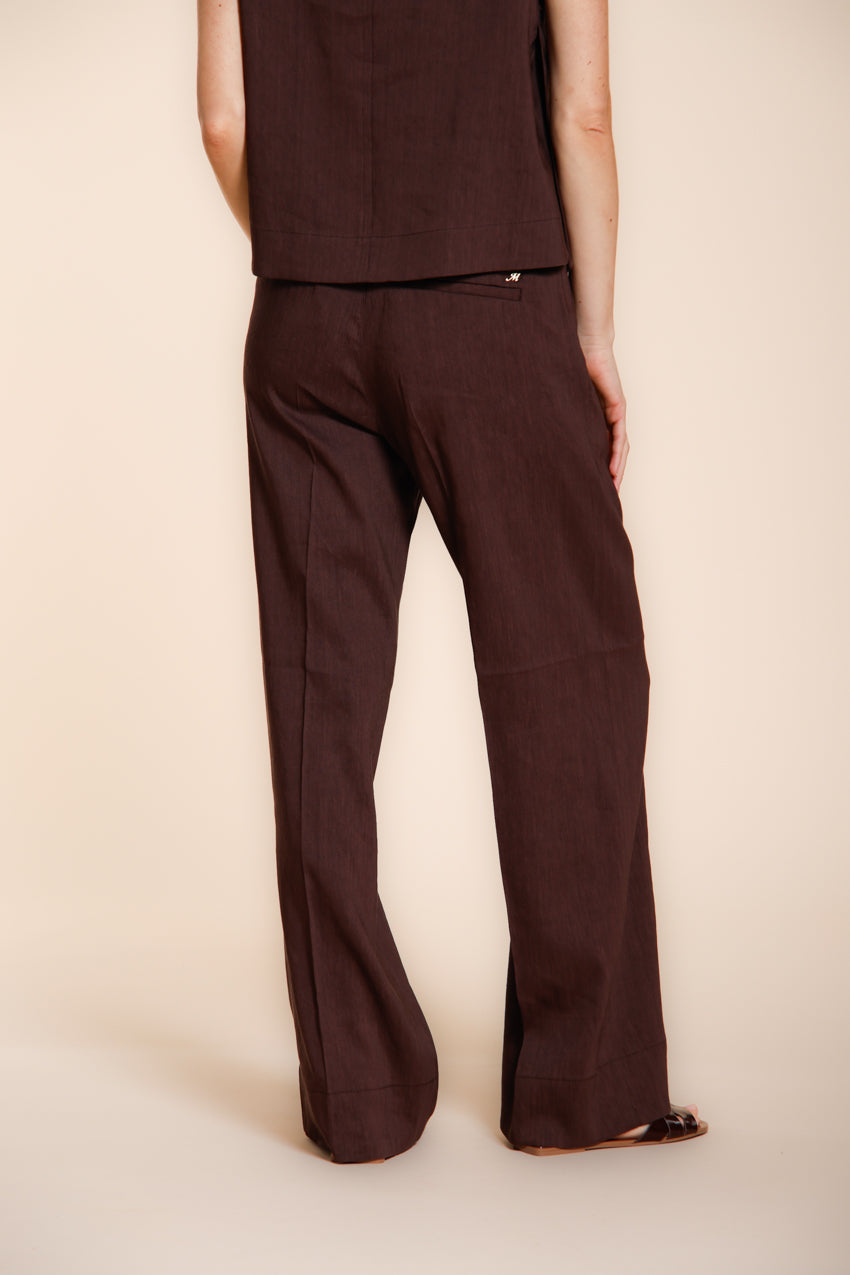 New York Studio Elax women's chino jogger pants in linen blend canvas straight fit