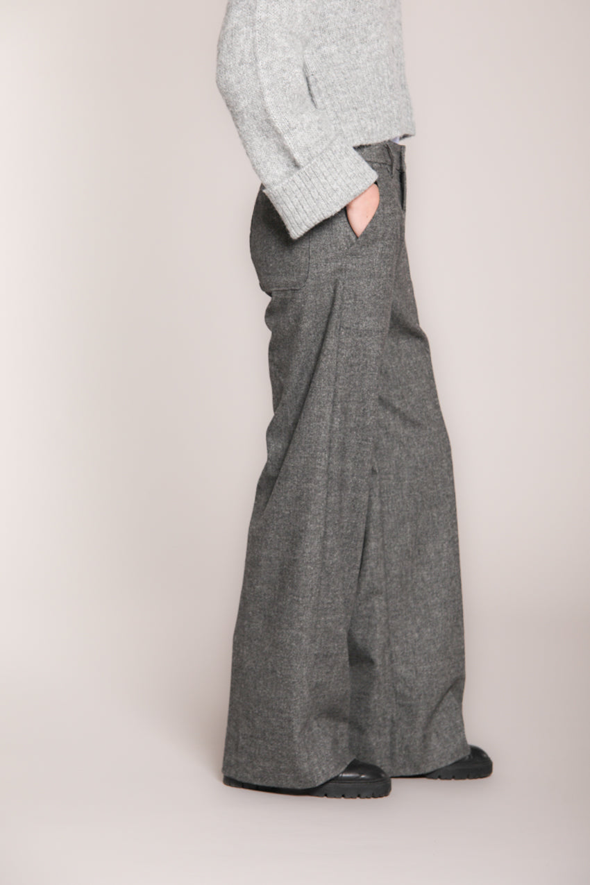 Foto 6 Shon pantalone chino donna in lana unita wide leg