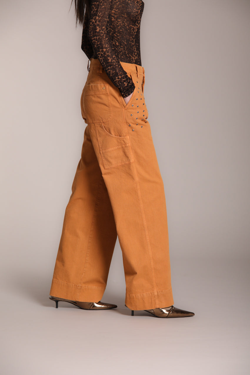 Foto 6 Dallas Wide Work pantaloni cargo donna in panama fiammata wide leg