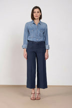 New York Studio Cropped Hose Chino Damen aus Natté straight fit