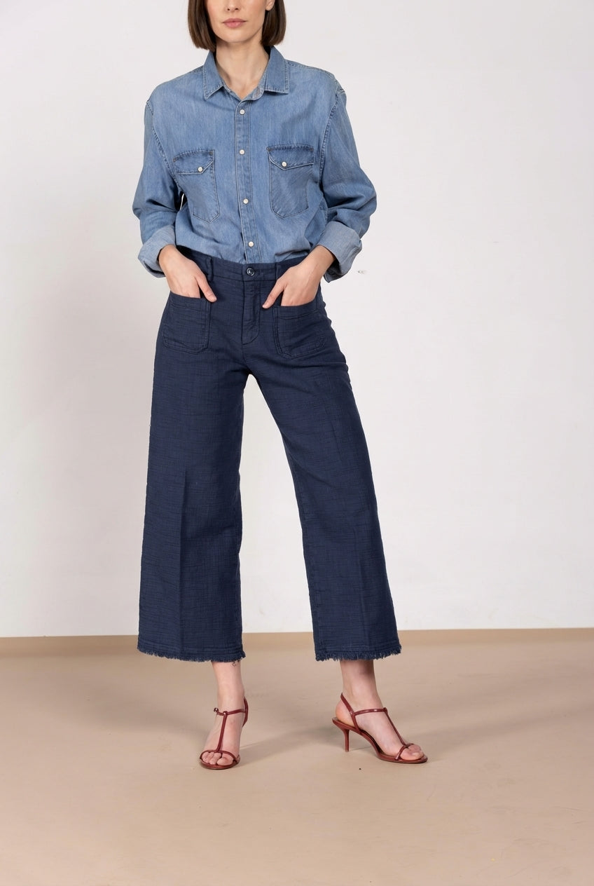 New York Studio Cropped Hose Chino Damen aus Natté straight fit