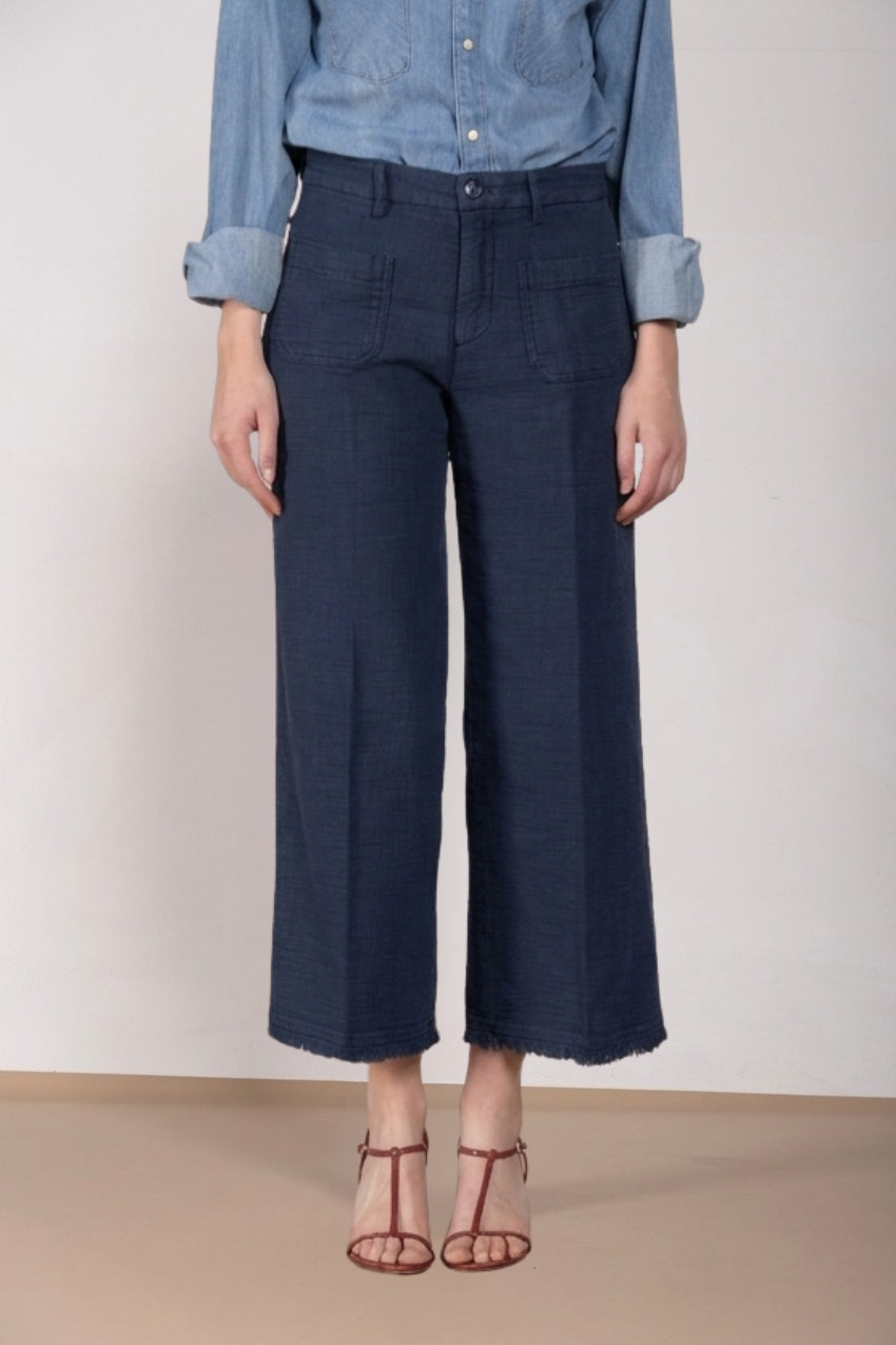 New York Studio Cropped Hose Chino Damen aus Natté straight fit