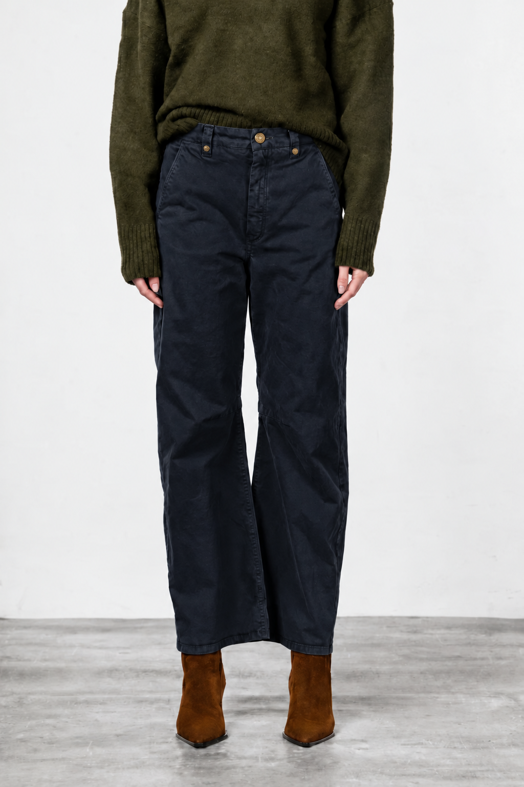 Vivienne City pantalon chino femme en gabardine balloon fit