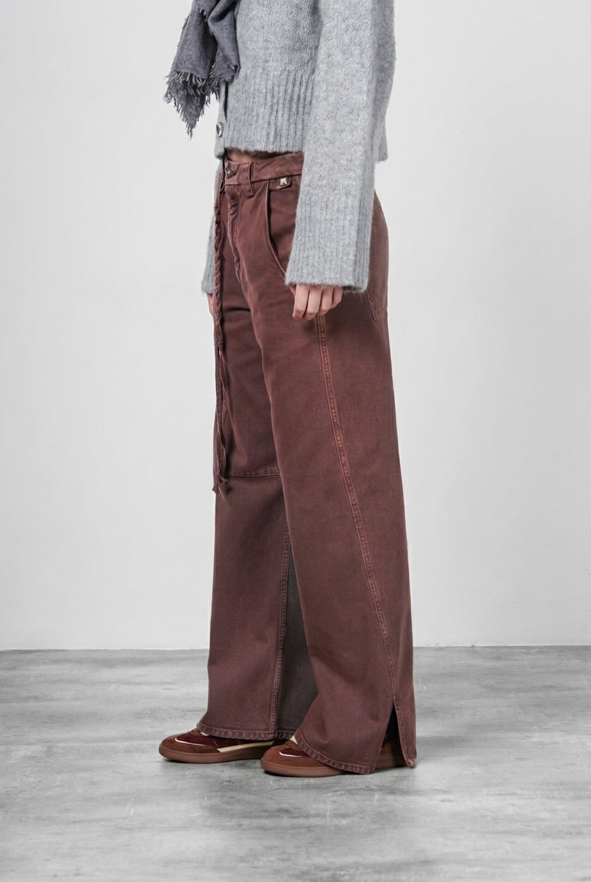 Violette Chinohose für Damen aus Twill mit balloon fit ①
