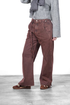 Violette Chinohose für Damen aus Twill mit balloon fit ①
