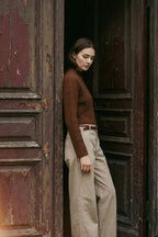 New York Wide pantalone chino donna in raso wide leg