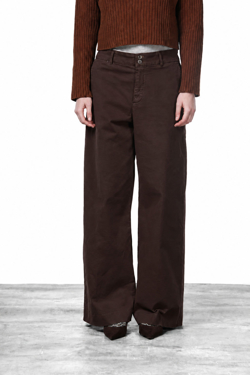 New York Wide Damen-Chinohose aus Satin, Wide Leg