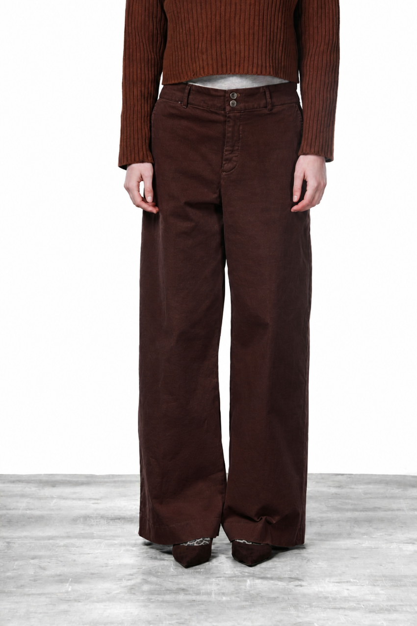 New York Wide Damen-Chinohose aus Satin, Wide Leg