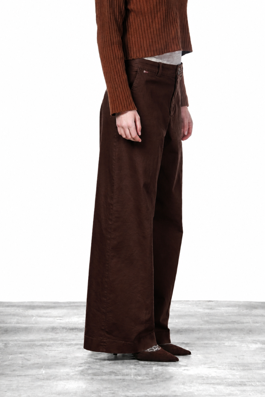 New York Wide Damen-Chinohose aus Satin, Wide Leg