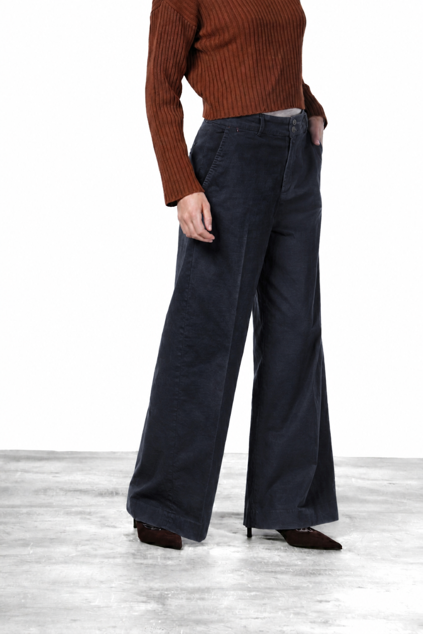 New York Wide Damen-Chinohose aus Satin, Wide Leg