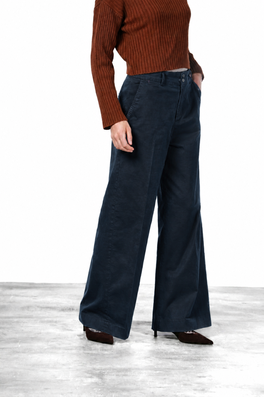 New York Wide Damen-Chinohose aus Satin, Wide Leg