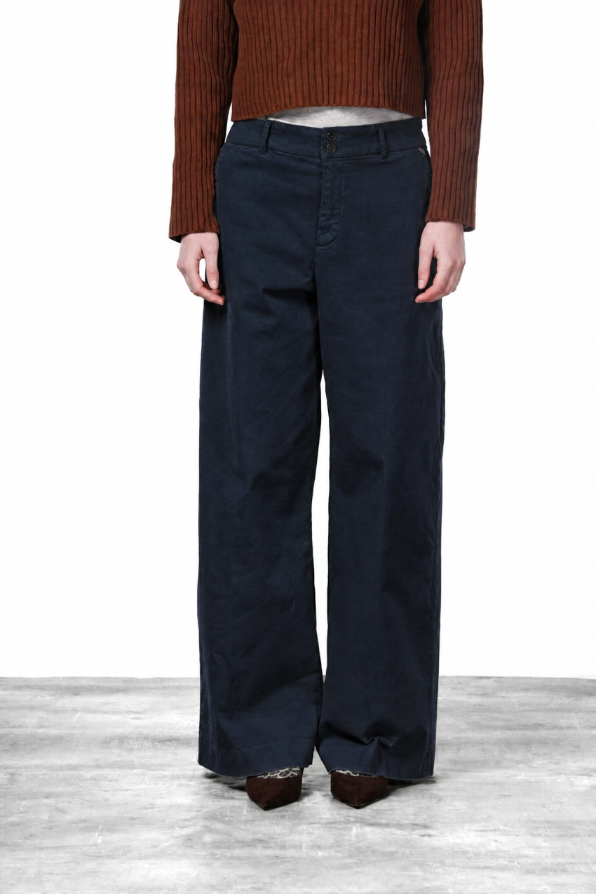 New York Wide Damen-Chinohose aus Satin, Wide Leg