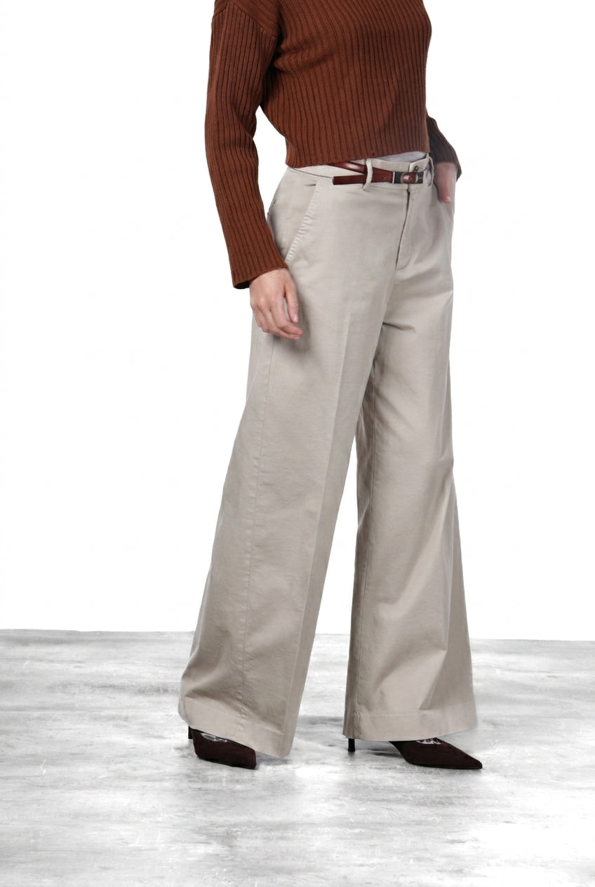 New York Wide Damen-Chinohose aus Satin, Wide Leg