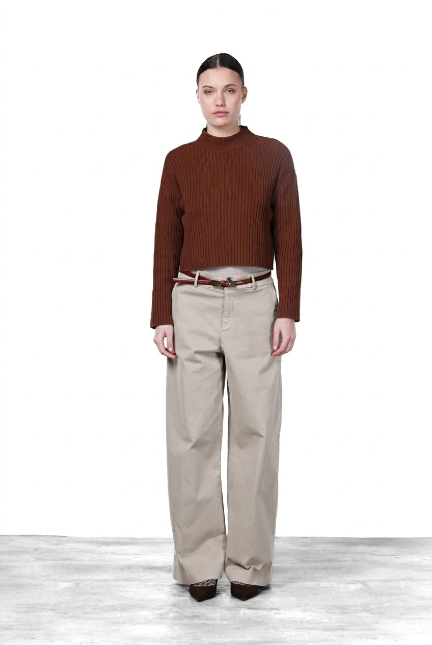 New York Wide pantalon chino femme en satin, wide leg