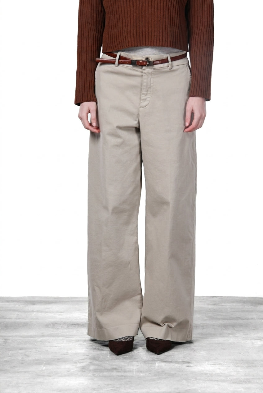New York Wide pantalon chino femme en satin, wide leg