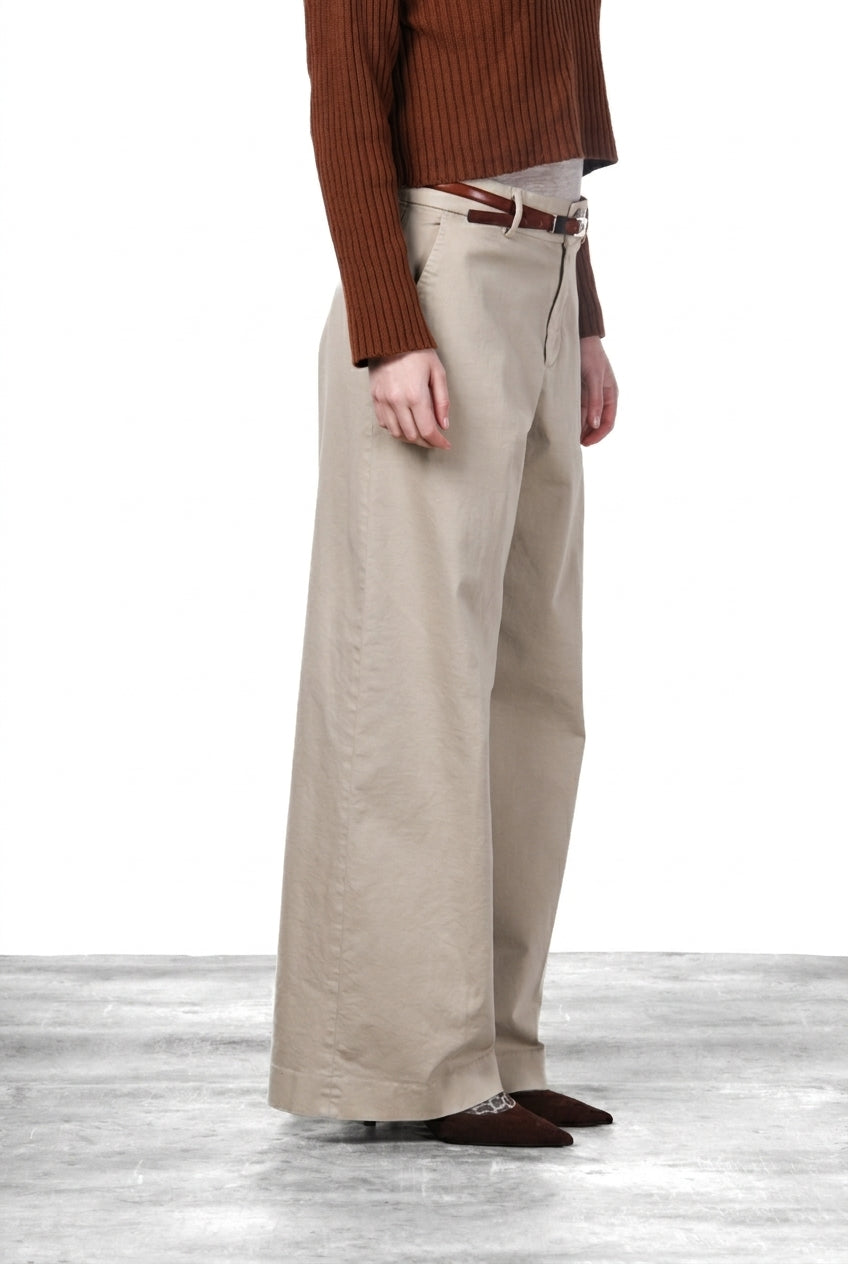 New York Wide Damen-Chinohose aus Satin, Wide Leg