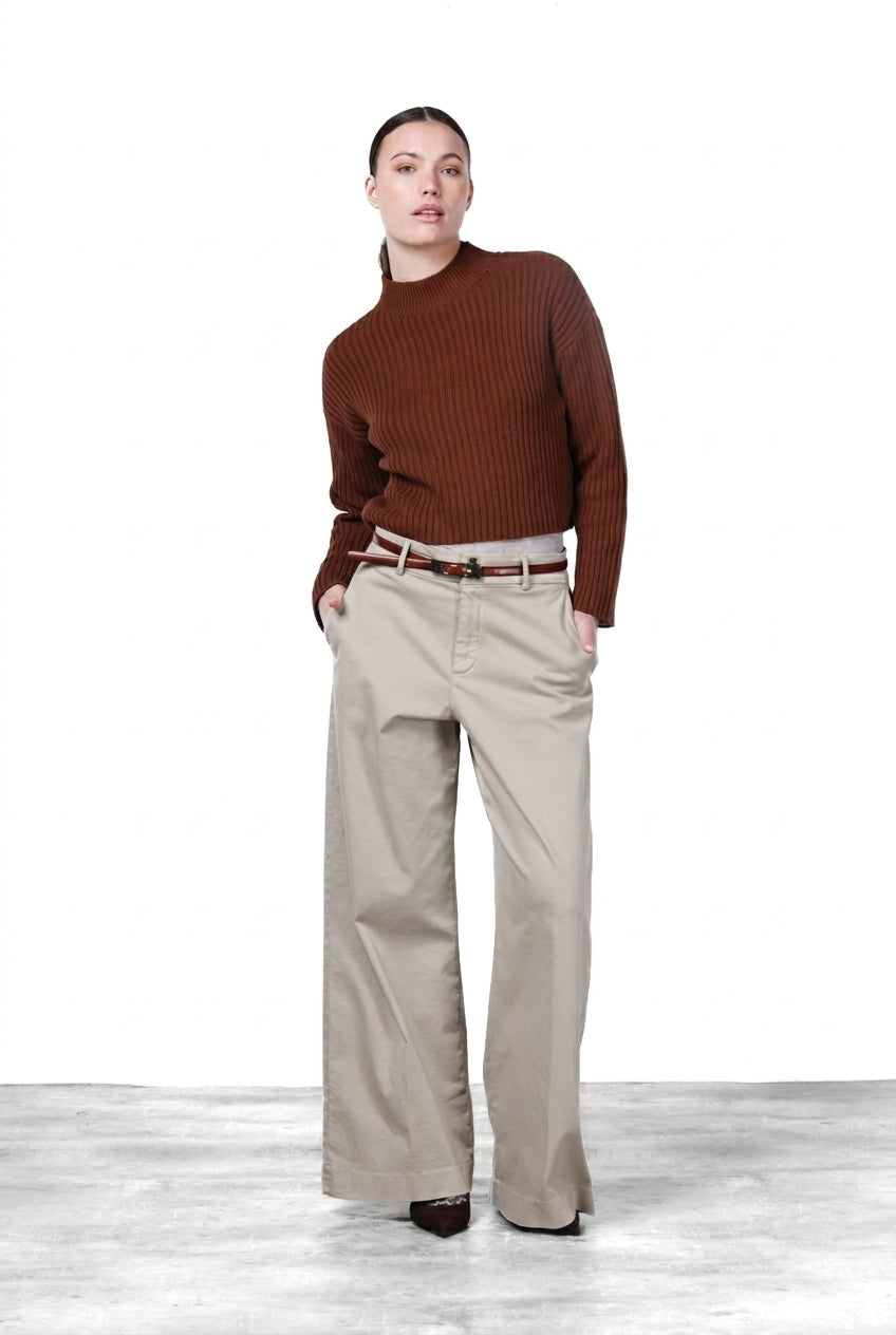 New York Wide pantalon chino femme en satin, wide leg