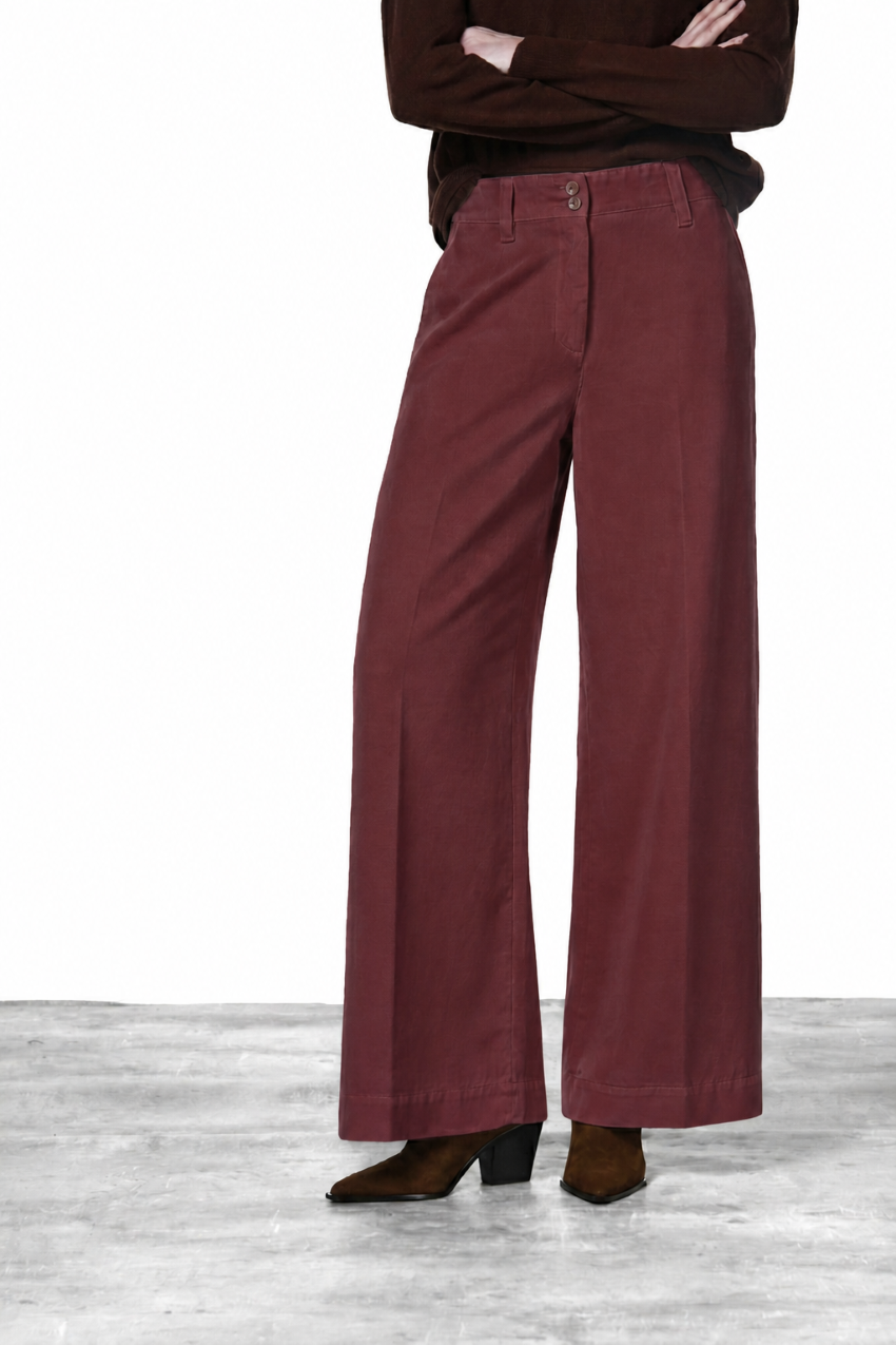 Pantalon chino New York Wide Elax femme en gabardine, wide leg