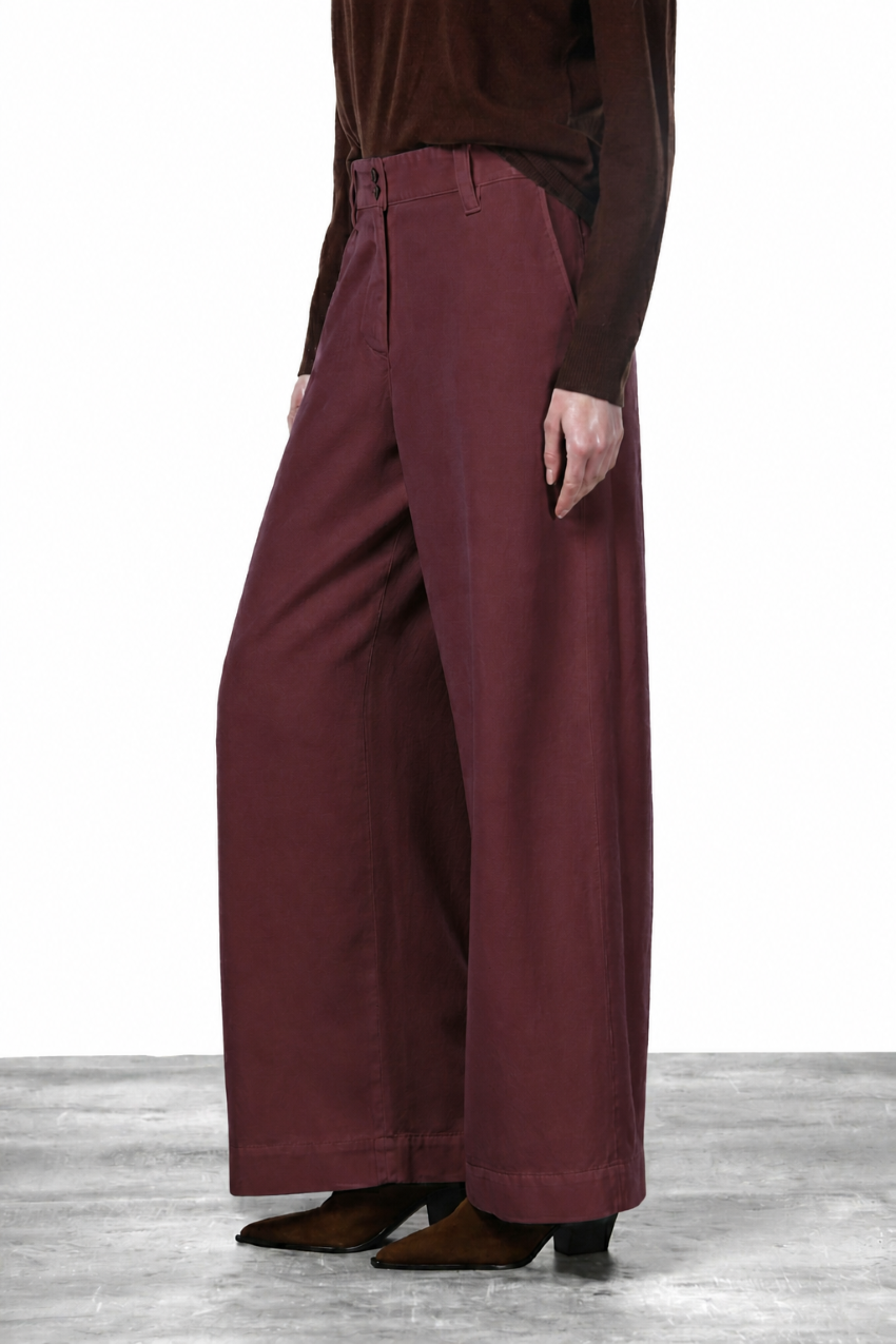 New York Wide Elax Damen-Chinohose aus Gabardine, Wide Leg