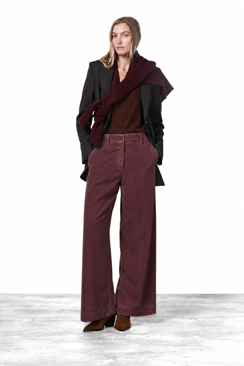 New York Wide Elax Damen-Chinohose aus Gabardine, Wide Leg