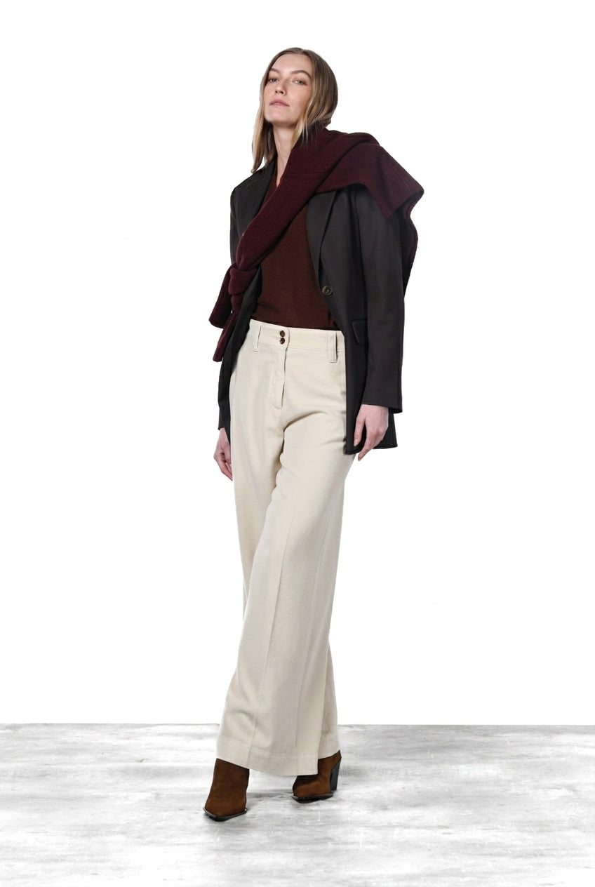 New York Wide Elax pantalon chino femme en gabardine, wide leg