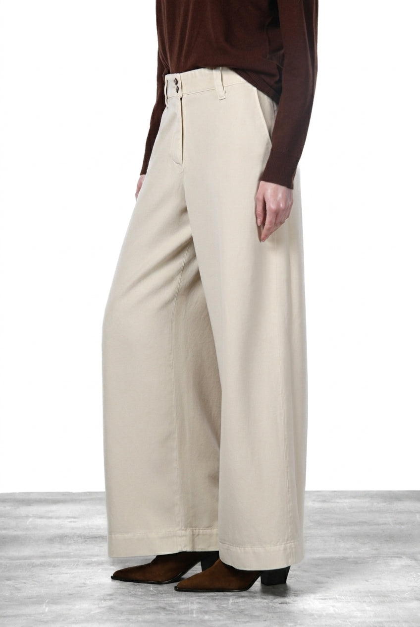 New York Wide Elax pantalon chino femme en gabardine, wide leg