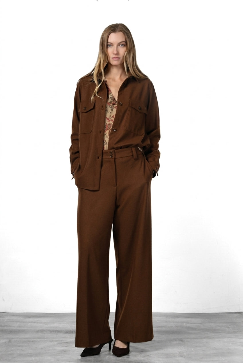 Pantalon chino New York Wide Elax femme en jersey flanelle, wide leg