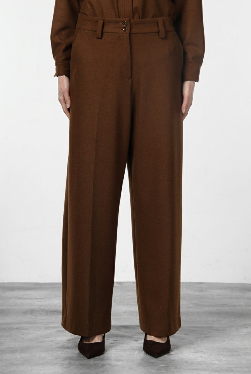 Pantalon chino New York Wide Elax femme en jersey flanelle, wide leg