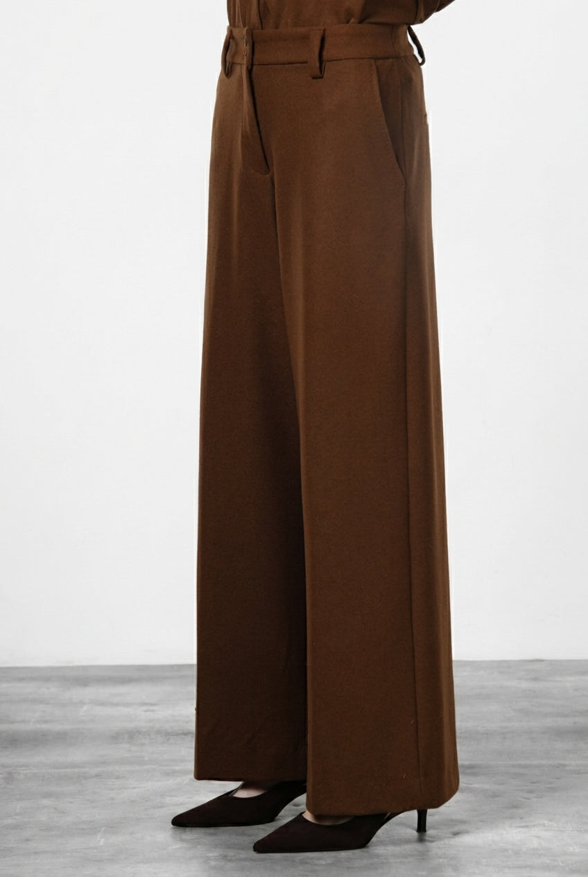 Pantalon chino New York Wide Elax femme en jersey flanelle, wide leg