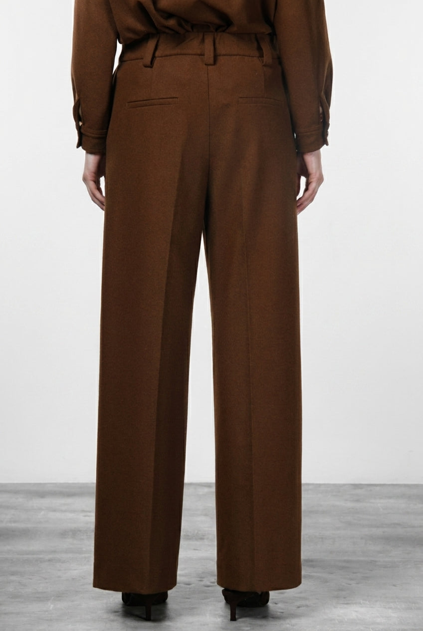 Pantalon chino New York Wide Elax femme en jersey flanelle, wide leg