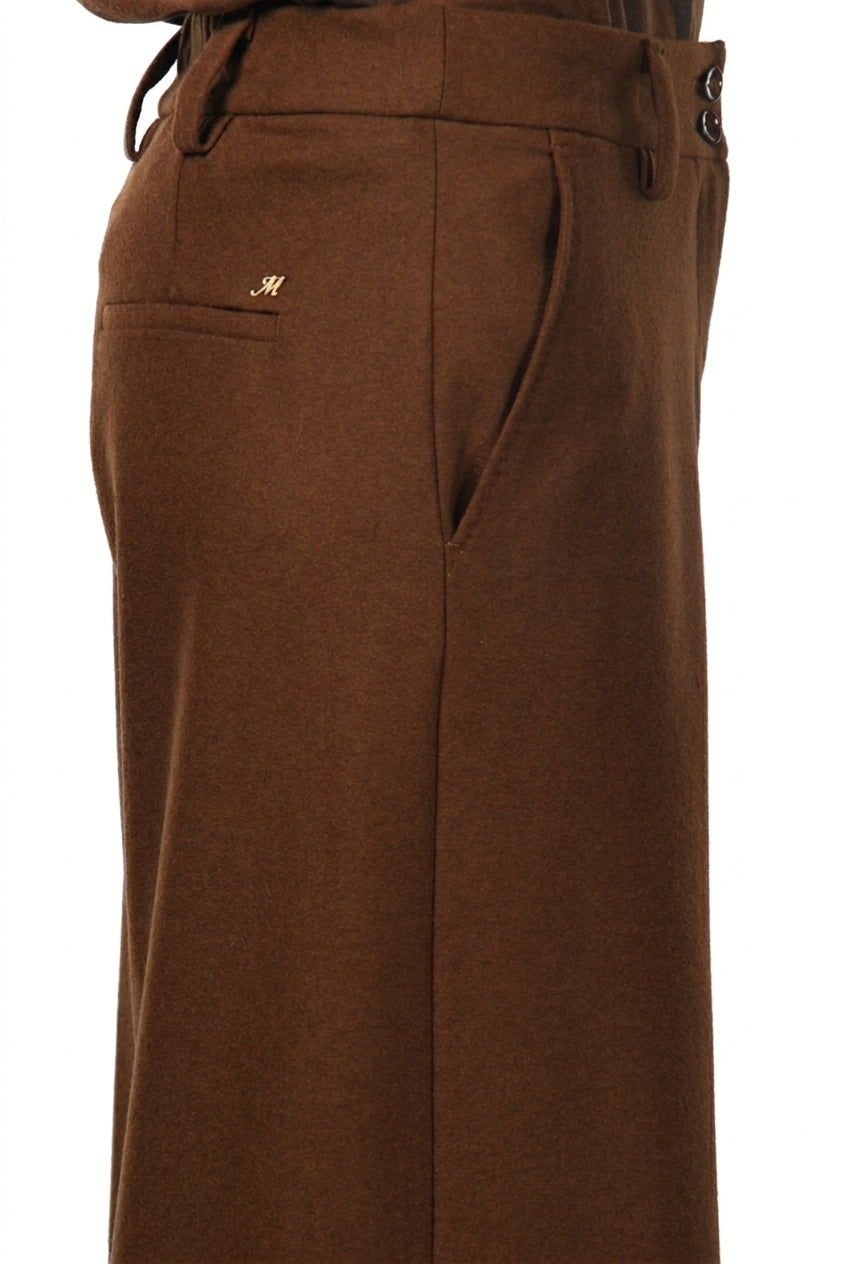 Pantalon chino New York Wide Elax femme en jersey flanelle, wide leg