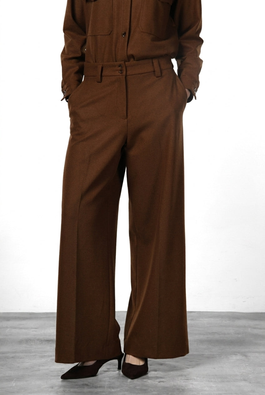 Pantalon chino New York Wide Elax femme en jersey flanelle, wide leg