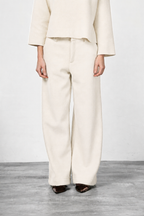 New York Wide Damen-Chinohose aus Wolltuch, Wide Leg